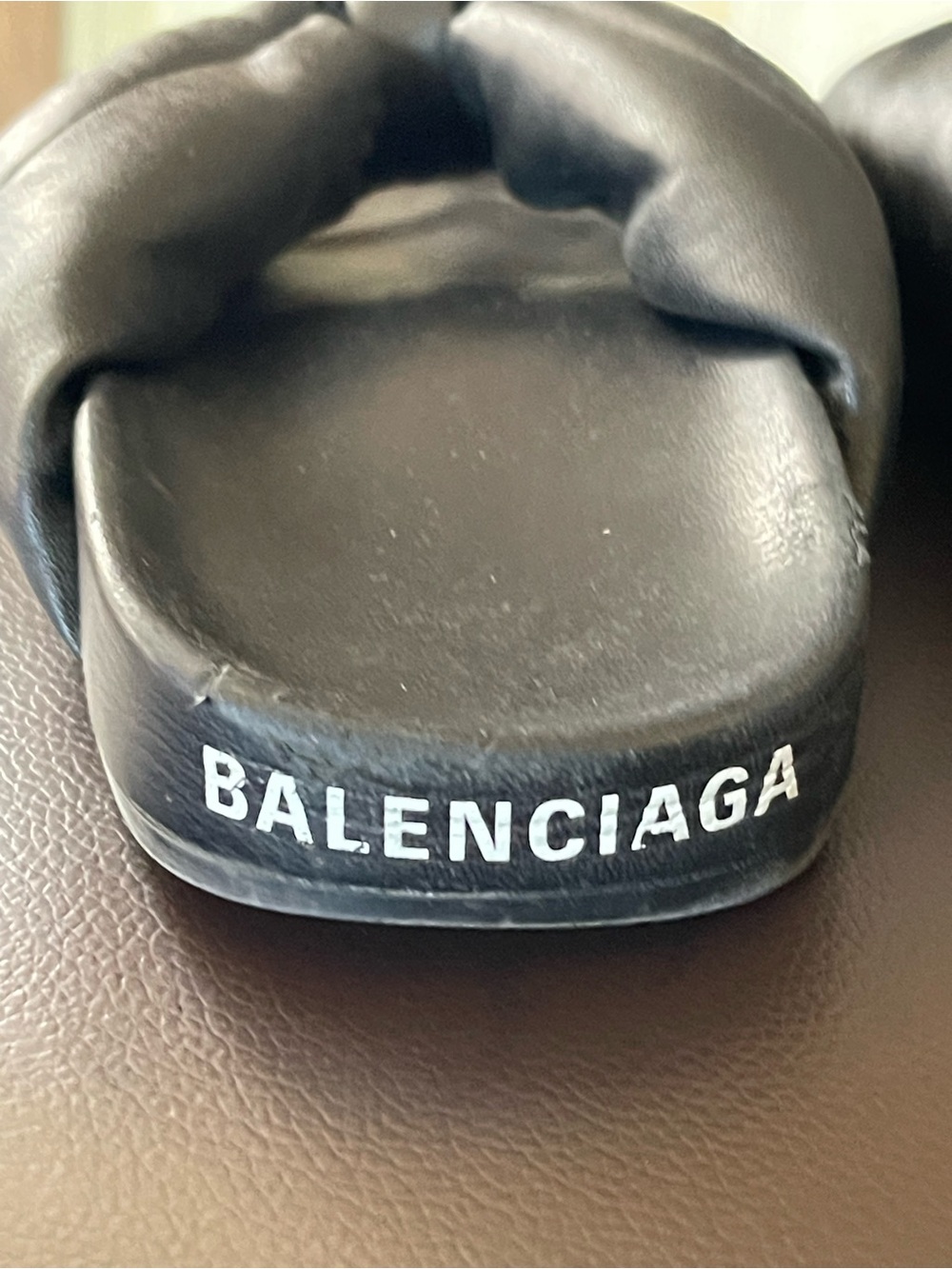 Balenciaga Black Leather Drapy Flat Slide Size 37 excellent condition - Picture 12 of 15